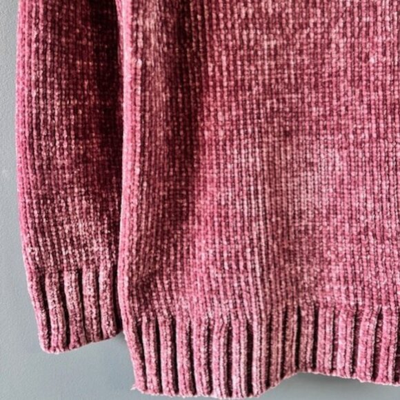 Orvis M Purple Mauve Sweater Plush Chenille V Neck Tunic Cozy Knit Ribbed Comfy - Picture 4 of 7
